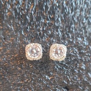 Classic White Crystal Halo Stud Earrings